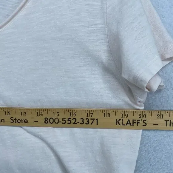 EILEEN FISHER Top M Slub Organic Cotton Jersey V-Neck Short Sleeve Light Pink - Picture 9 of 11